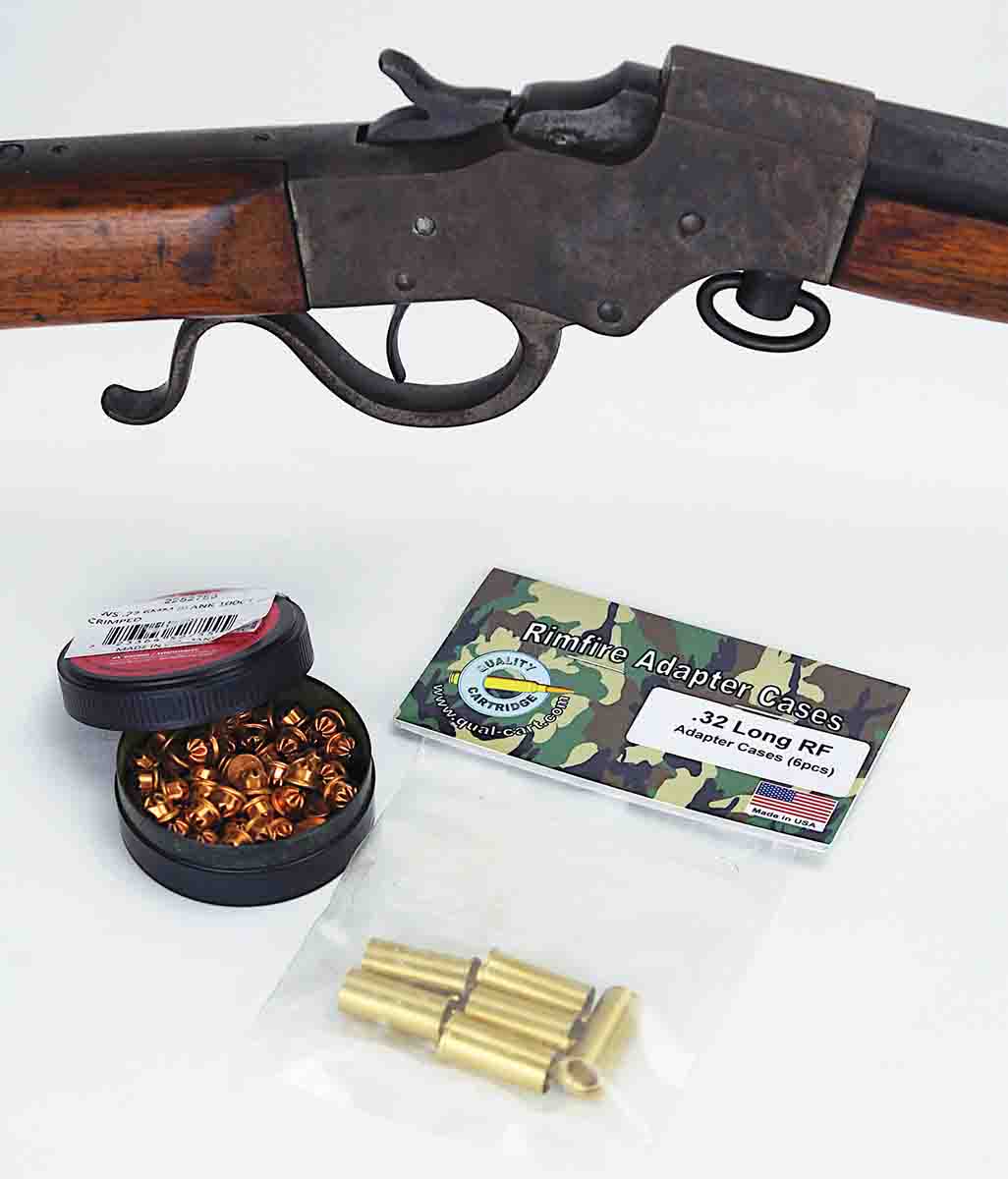 Quality Cartridge .32 S&W Long adapters utilize .22 Short blanks to ignite charges of black powder.